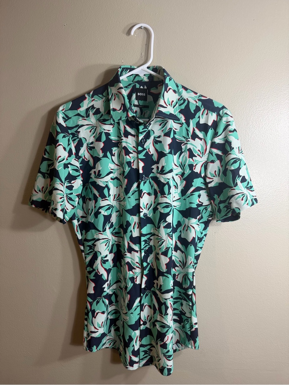 BOSS Hugo Boss Slim Fit Tropical Floral Button Up Shirt Small